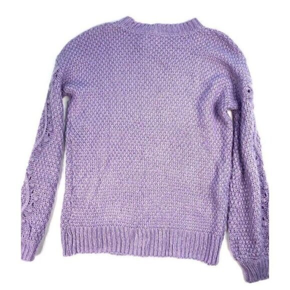 Ultra Flirt Sweater Top XS Purple Chunky-Knit Crew - Picture 2 of 8